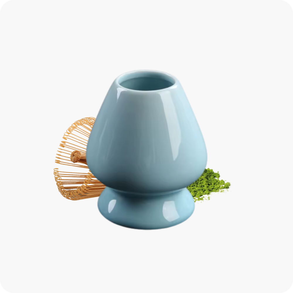 Matcha Besen Halter Hell Blau Kusenaoshi Frontseite